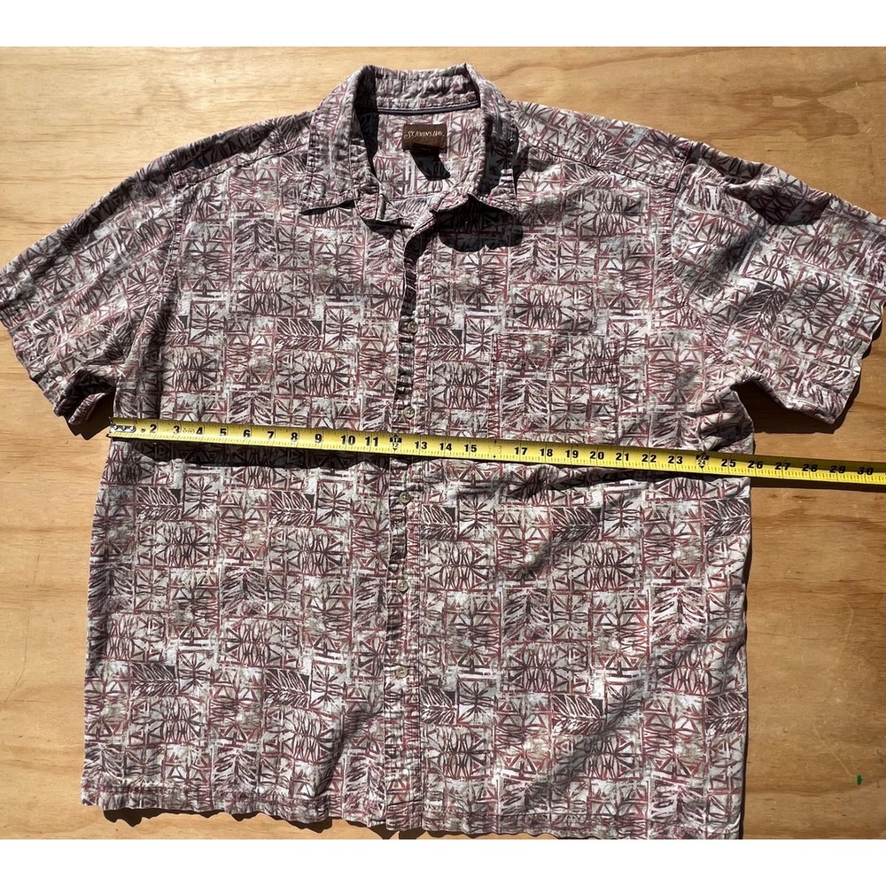 St Johns Bay Mens XXL CottonShortSleeve Button Down Tribal Geometric Print Shirt